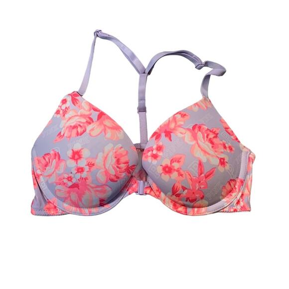 Pink Victoria’s Secret Wear Everywhere Push Up Bra Floral Size 32B - Picture 4 of 8